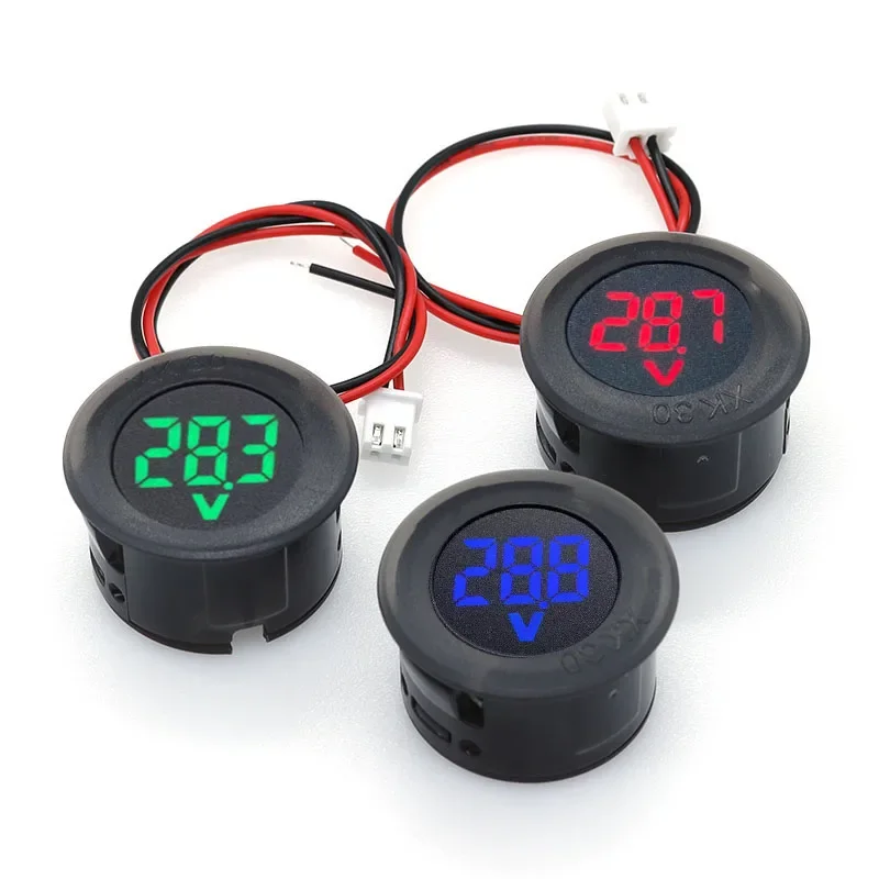 DC 4-100V LED Digital Display Circular Two-wire Voltmeter DC Digital Voltmeter Head Display Reverse Connection Protection