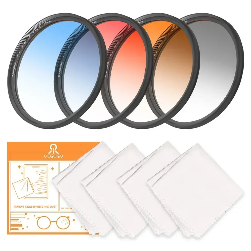 Gradient Gnd Filter 55 62 67 72 82 mm Gradient Red Orange Blue Grey For Camera Canon Lens M50 600d Nikon D5100 D5600 Sony A6000