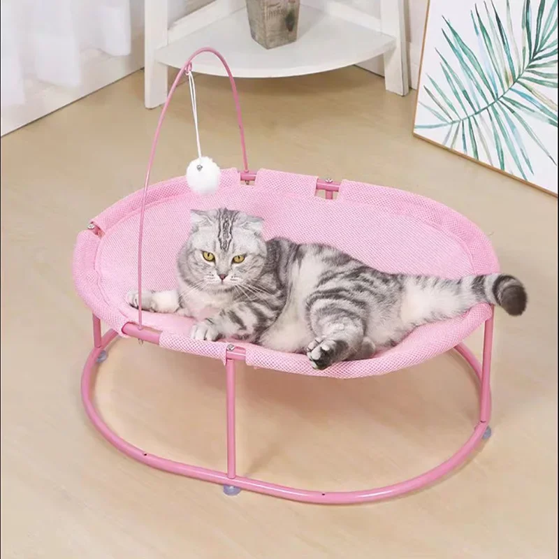 Round Cat Bed Pet Breathable Cat Nest Hammock Handmade Cat Chair with Toys Hammock Bed for Cats