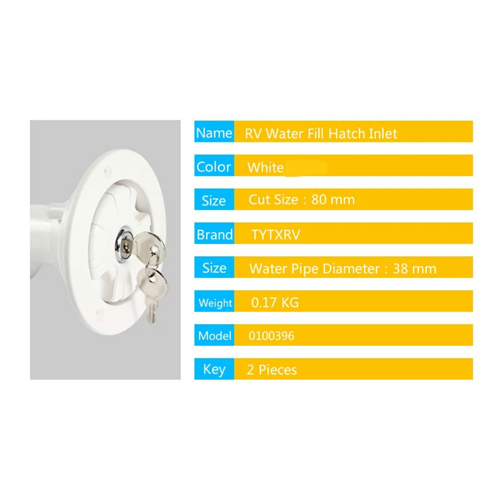 Bouchon de remplissage d'eau par gravité avec filtre verrouillable pour camping-car, bateau, caravane, remorque – Accessoires blancs pour caravanes