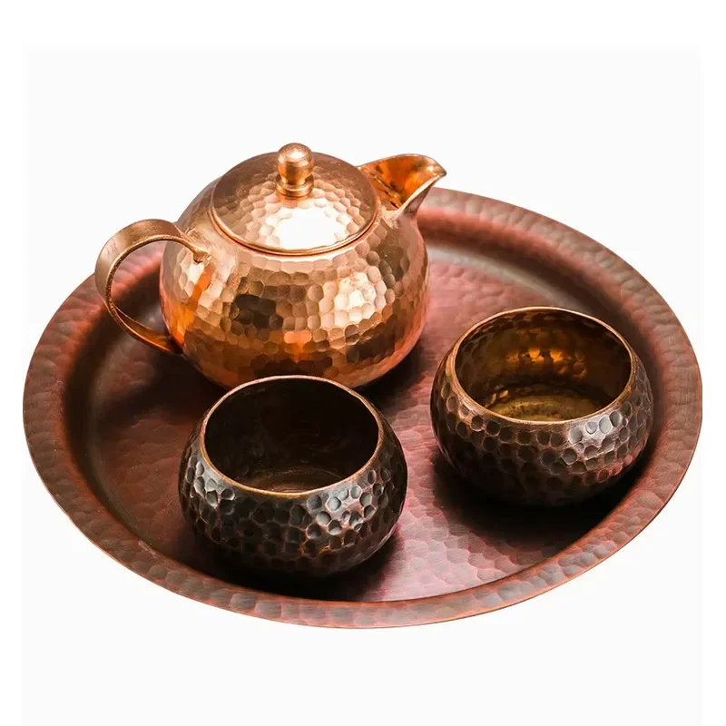 Hammered Copper Teapot Cup Tray Kongfu Pot Set
