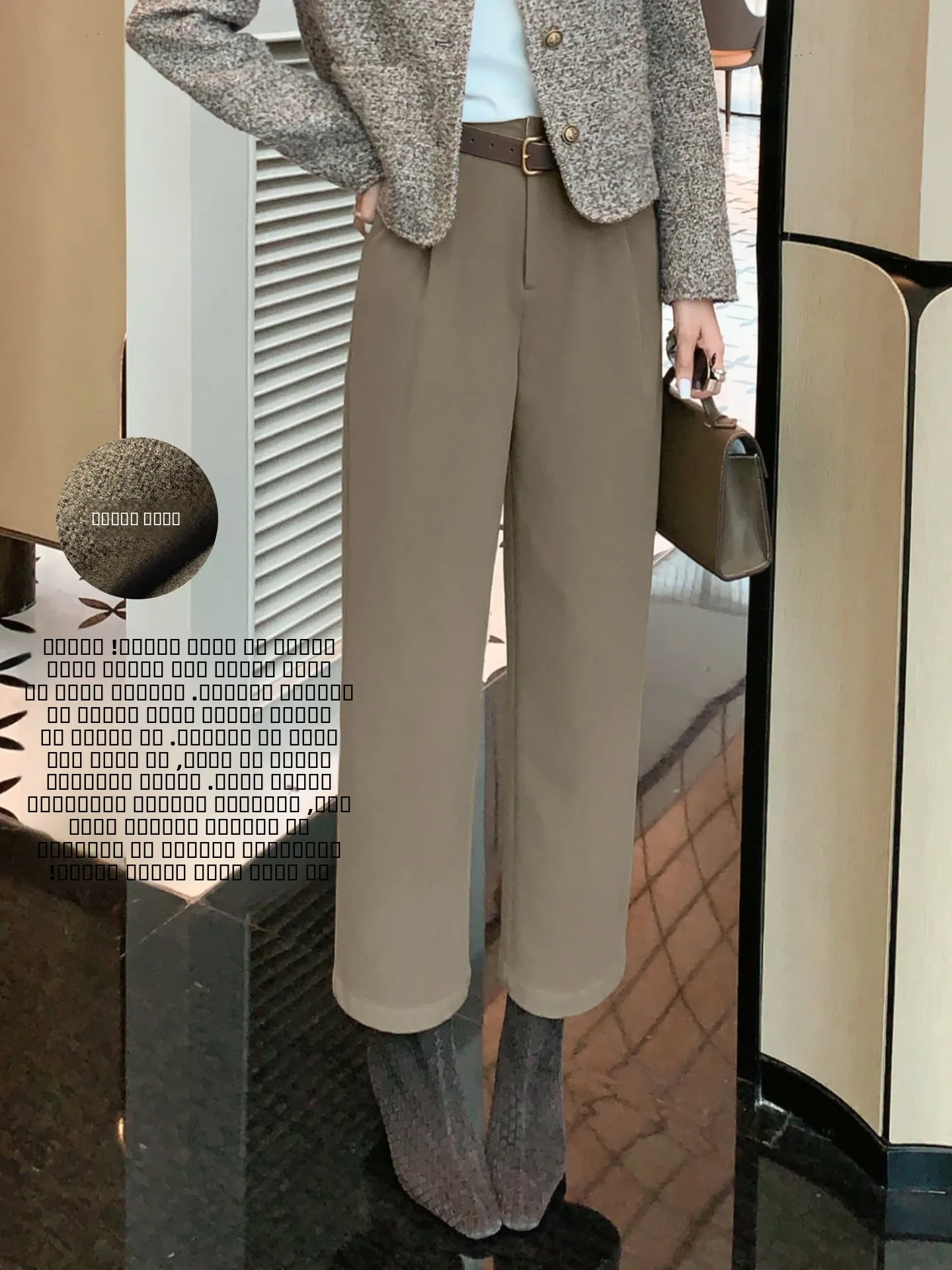 

Meiyang Retro High nce Fce Lined Straight Leg Seven Or Nine Tenths Warm West Pants Women's Busin Casual Trousers