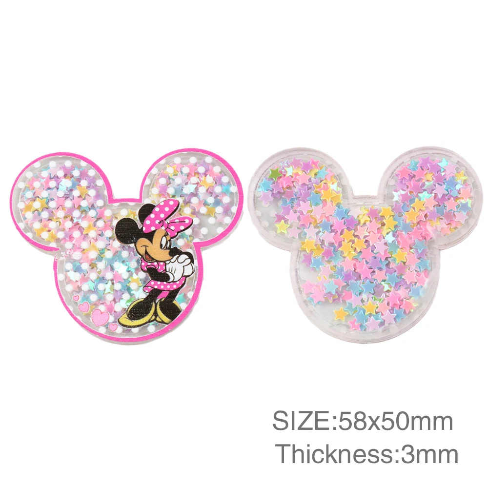 Disney Mickey Quicksand akrylowa planarna żywica zapasy rzemieślnicze Cabochon księga gości DIY do włosów torba z kokardą materiał akrylowy