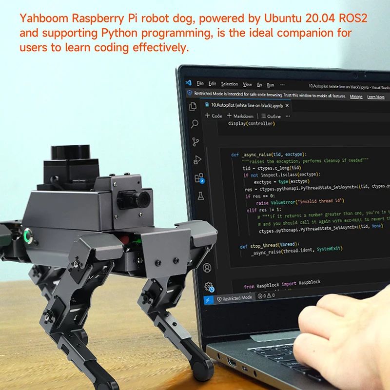 12DOF Quadruped Bionic ROS2 Robot Dog for Raspberry Pi 5 Aluminum Alloy Body 12PCS Servo 2MP Camera Support Python Programming