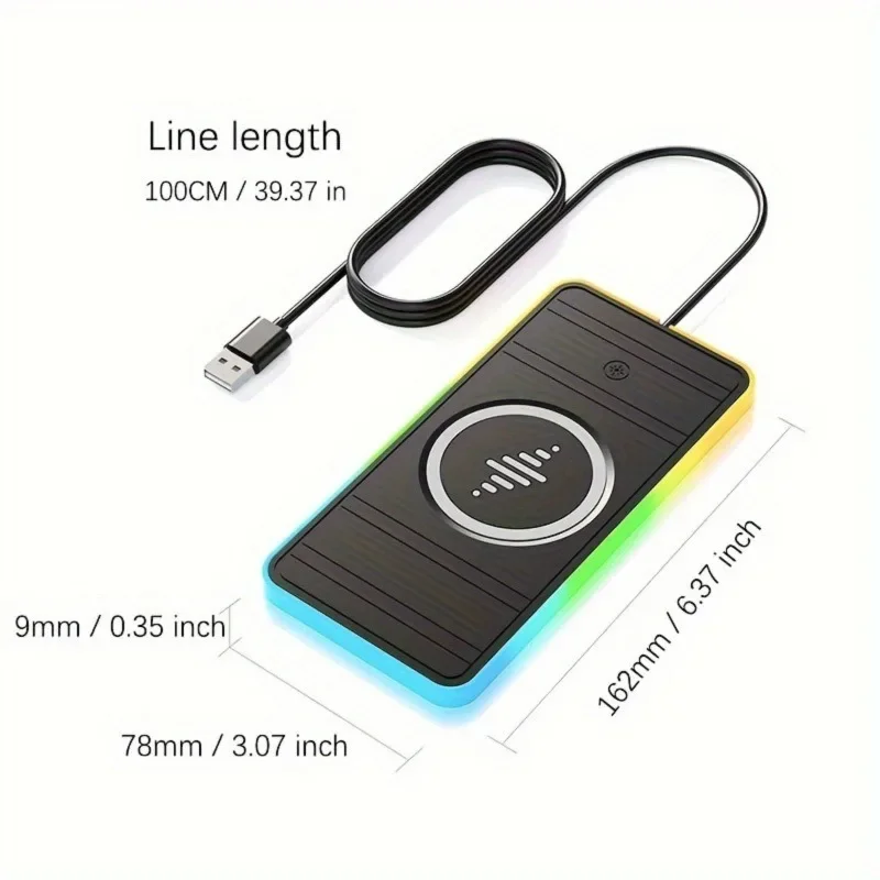 15 W schnelles kabelloses Autoladegerät, USB-Anschluss mit RGB-Umgebungsbeleuchtung für iPhone 1615 14 13 12, Samsung