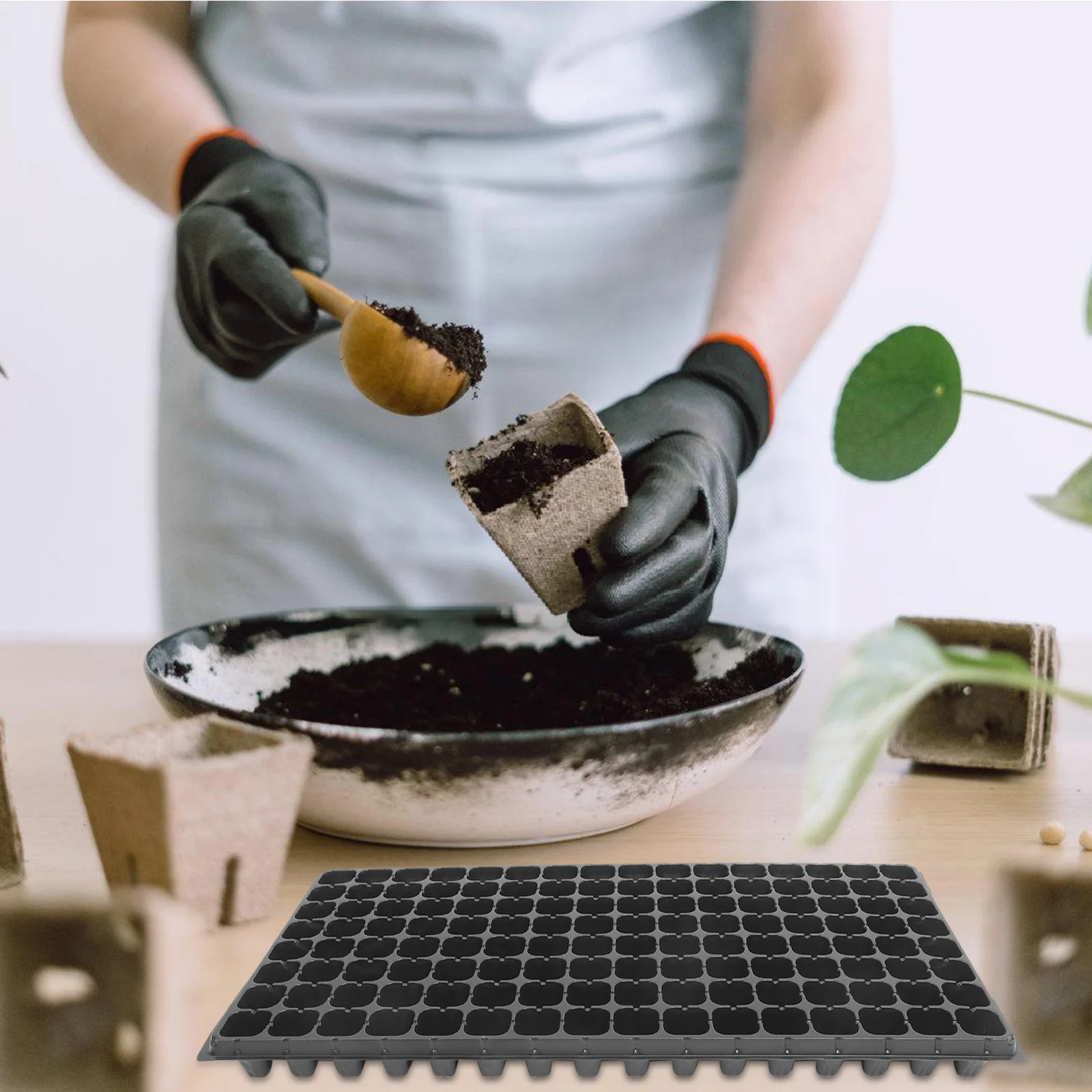 

10Pcs Plastic Nursery Tray 128 Cells Seed Sprouter Tray for Garden Easy Removal Growing Trays DIY Bonsai Plastic Sprouter