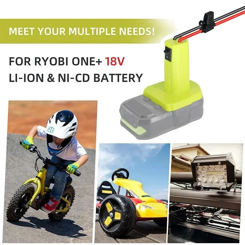Imagem -05 - Adaptador Power Wheels para Ryobi Conector Faça Você Mesmo Interruptor Embutido Fusível Ferramentas Bateria 18v