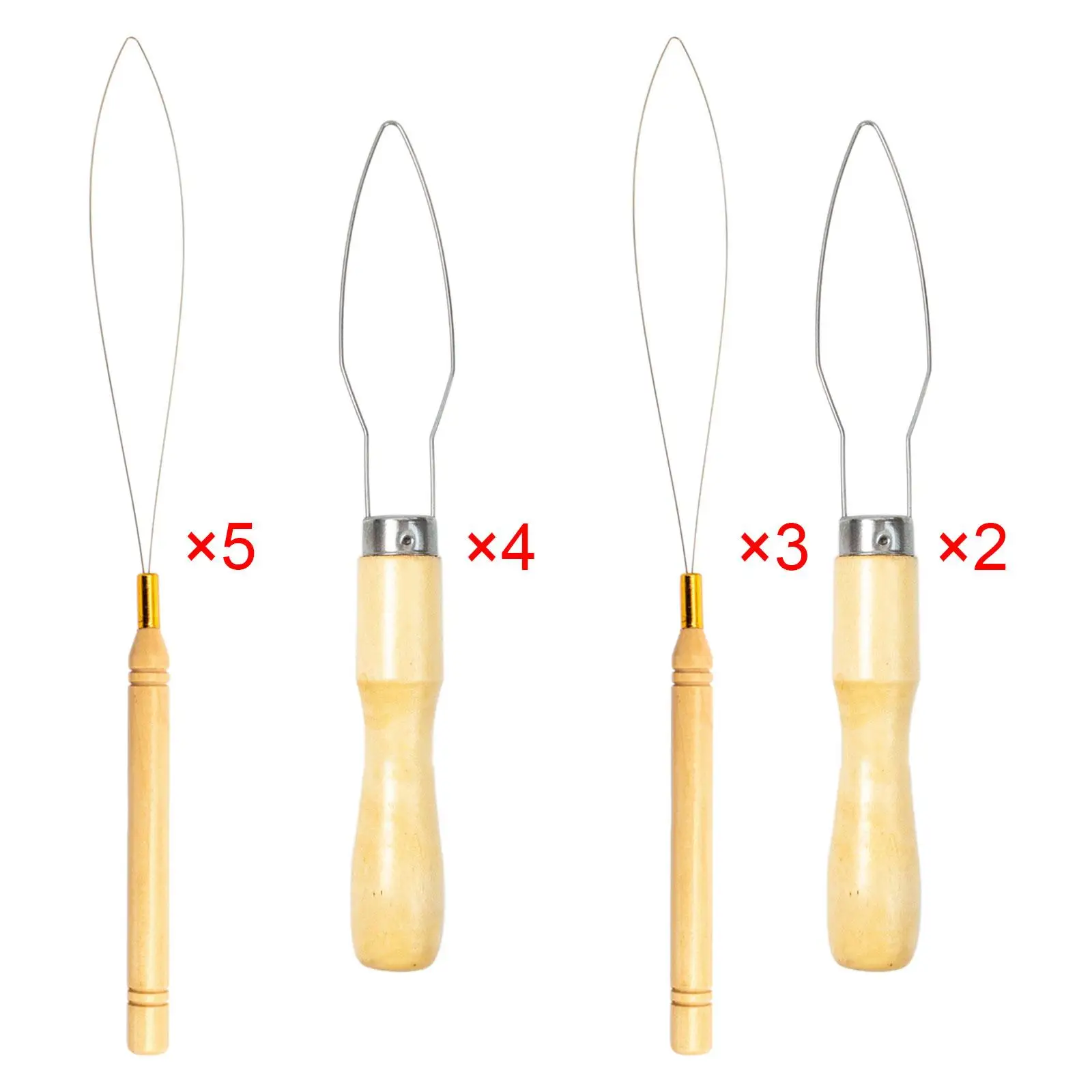 Wooden Handle Threader 1 Set Flexible Tips Stitch Insertion Time Saving Reusable Loop Turner Hook Pulling loop beads Loader