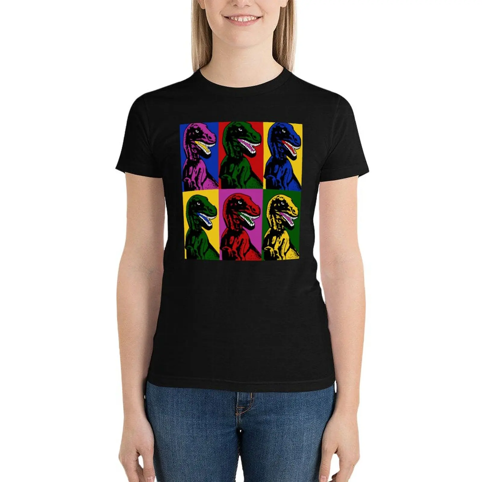 

Dinosaur Pop Art T-Shirt cute clothes animal print shirt for girls Aesthetic clothing funny t-shirt dress for Women plus size