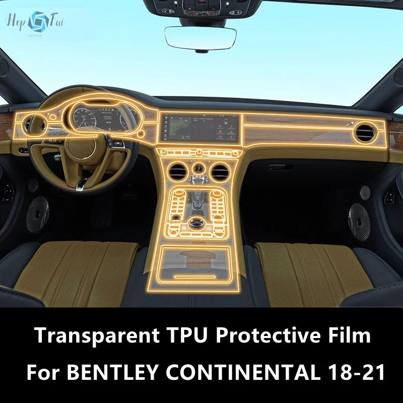 For BENTLEY CONTINENTAL 18-21 Car Interior Center Console Transparent TPU Protective Film Anti-scratch Repair Film Accessories