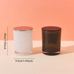 320ml Glass Candle Holder with Lid, Black and White Candle Container for Wedding, Birthday, Holiday & Home Decoration