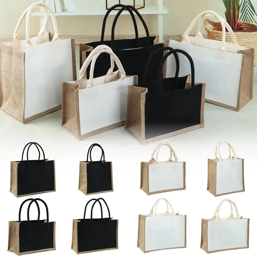 Fai da te disegnato a mano sacco vuoto riutilizzabile nero bianco Shopping Bag borse da viaggio Tote Handbag