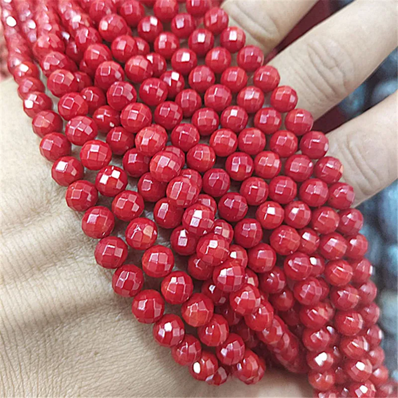 

60PCS FACEED RED CORAL BALL CORAL STRINGS SIZE 7MM DIY JEWELRY ACCESSORIES GOOD QUALITY