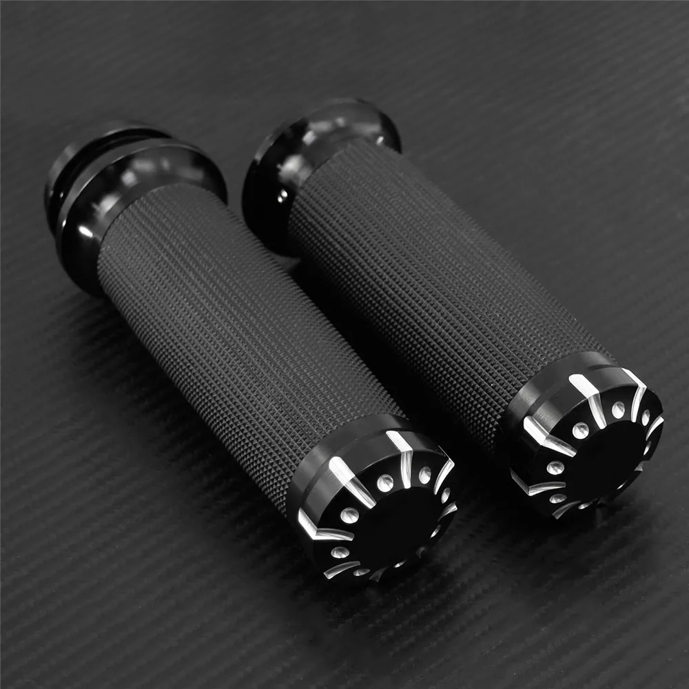 Motorrad 1 Zoll 25mm elektronische Lenkergriffe Schwarz/Chrom für Harley Touring Dyna Electra Glide Road King Glide Softail