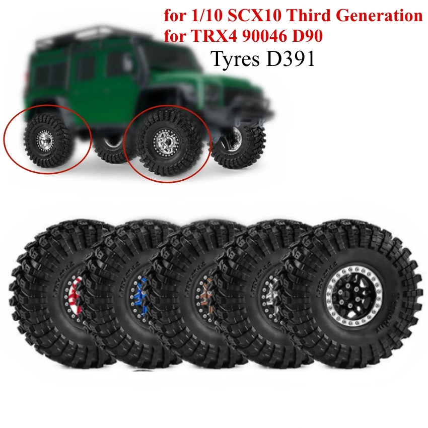 

Tires Set for 1/10 SCX10 Third Generation TRX4 90046 D90 1.9-inch Crawler Metal Alloy Wheel Rims Tyres D391 RC Car Accessories