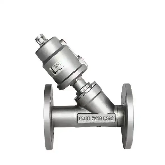 SANTHAI SS304/316L Stainless Steel Head Actuator Pneumatic Single Acting Flange Angle Seat Valve