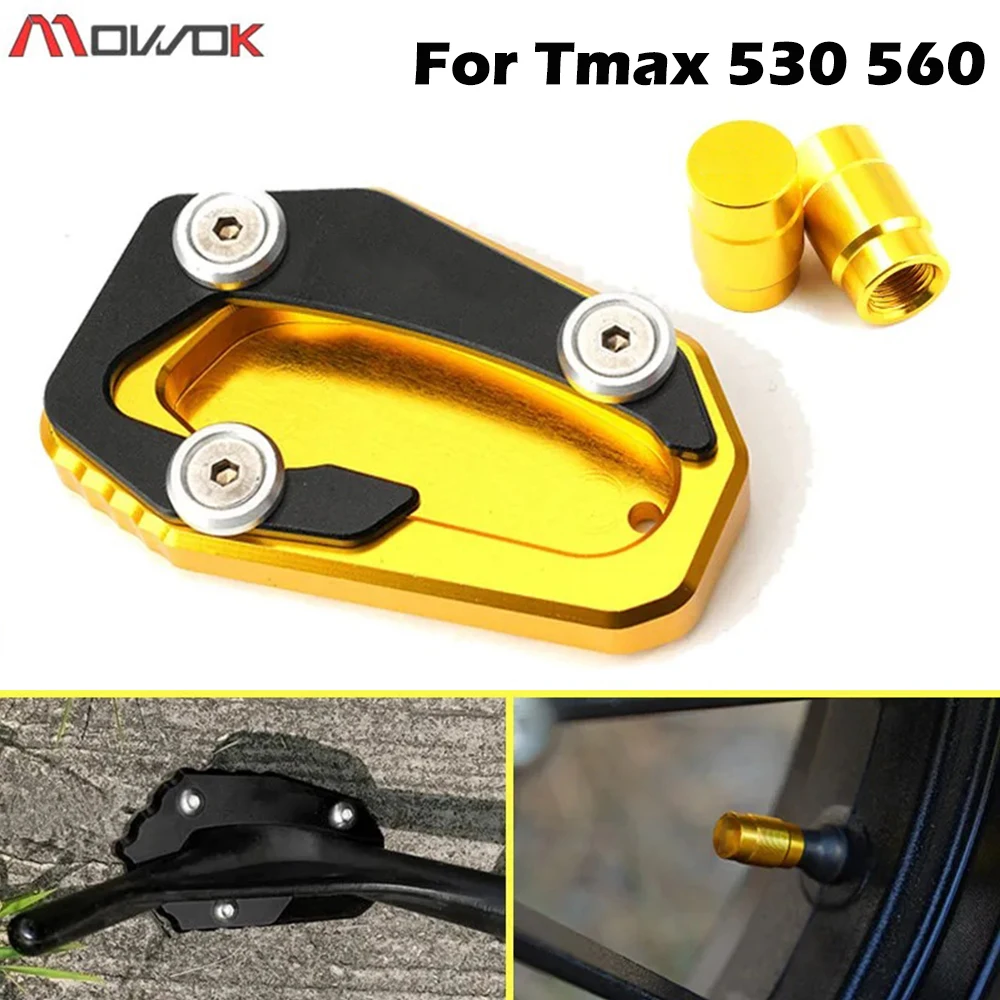 For Yamaha TMAX 530 560 SX DX TMAX530 TMAX560 Tech Max 2017-2022 Motorcycle Valve Cap Kickstand Foot Side Stand Extension Pad