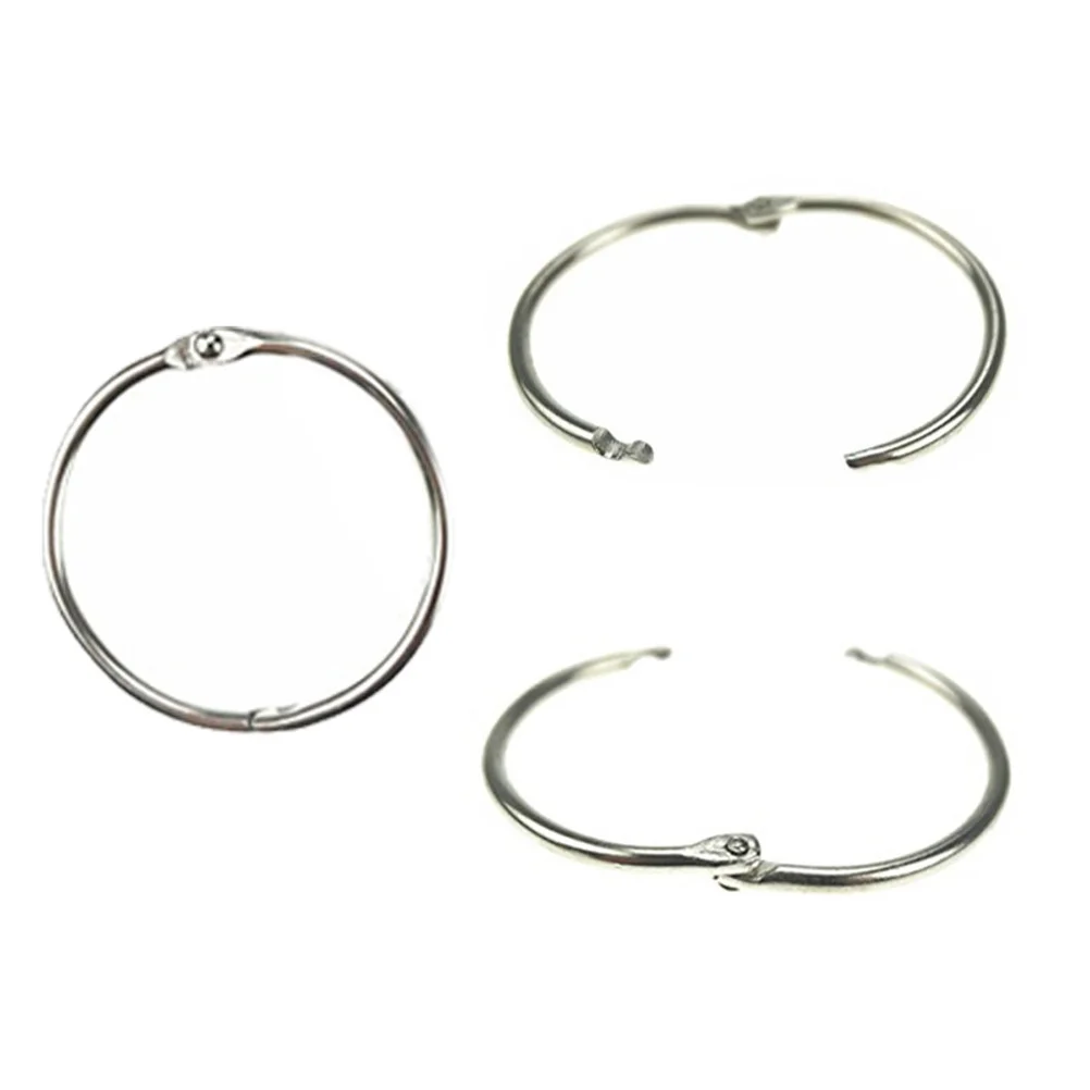24pcs Metal Book Rings 35Mm Inner 40Mm Outer Diameter Silver Nickel Plated For Loose Leaf Binder Key Chain Memo Holder