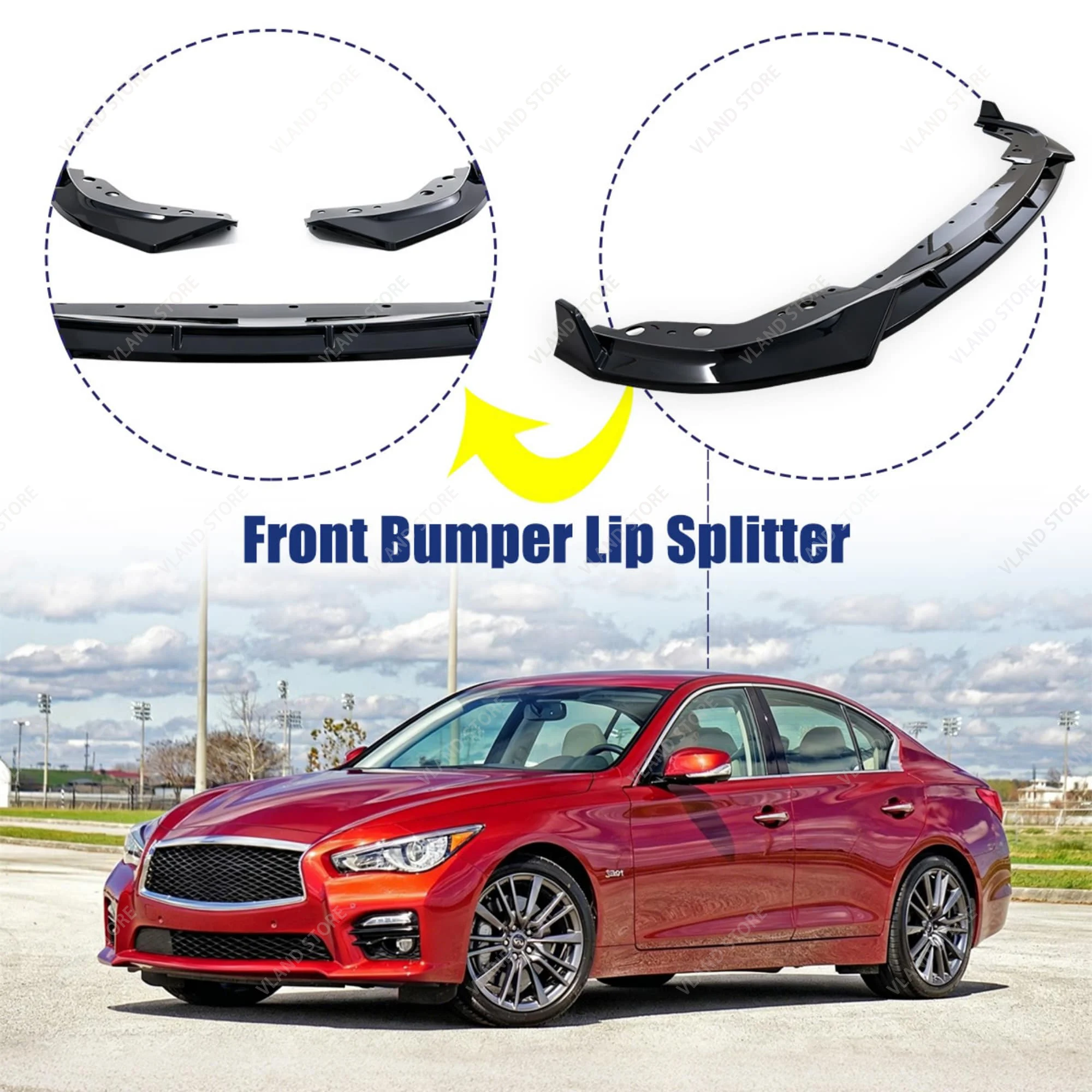 VLAND GT Style Front Bumper Lip Splitter for 3 Series G20 G21 2023-2026, Front Bumper Spoiler Lip Body Kit