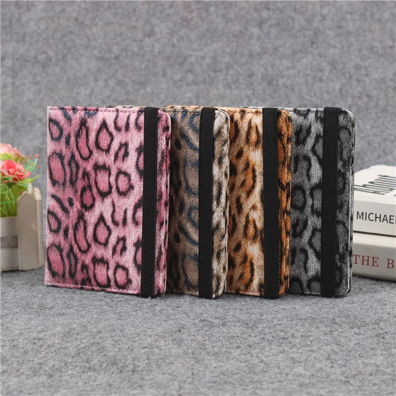 Leopard Print Passport Cover with Bandage Waterproof Passport Clip Built-in RFID Shielding To Protect Personal Information