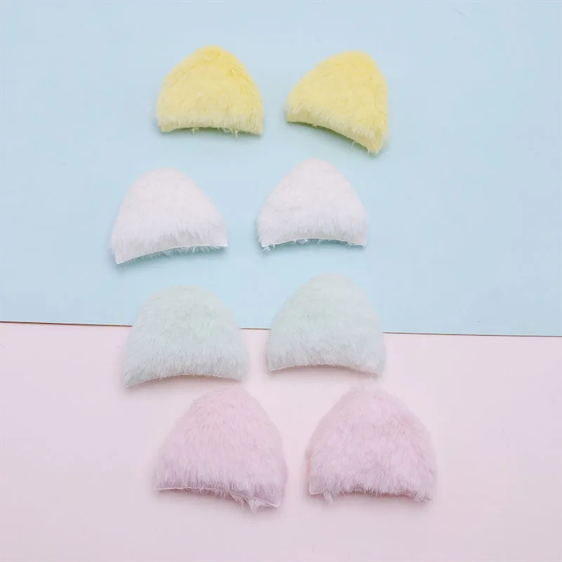 42Pcs 4*3.4CM Two Side Felt Cat Ear Padded Appliques For Children Hat Sewing DIY Headband Hair Clip Accessories Patches