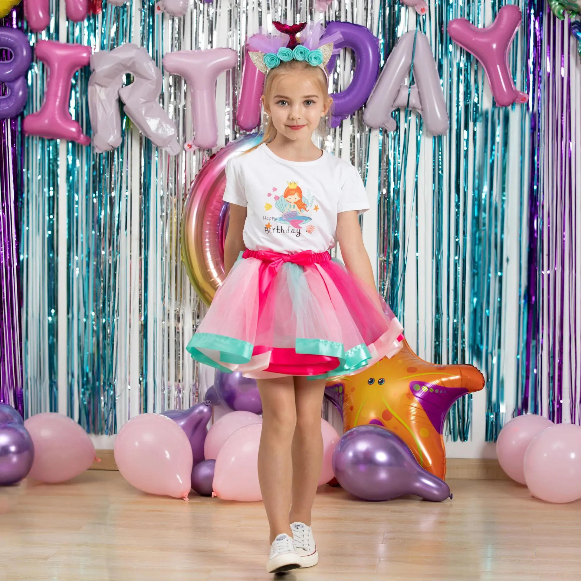 Mini saia com arco para menina, saias de tule princesa arco-íris, crianças dançam pettiskirt, roupas de festa, 2021