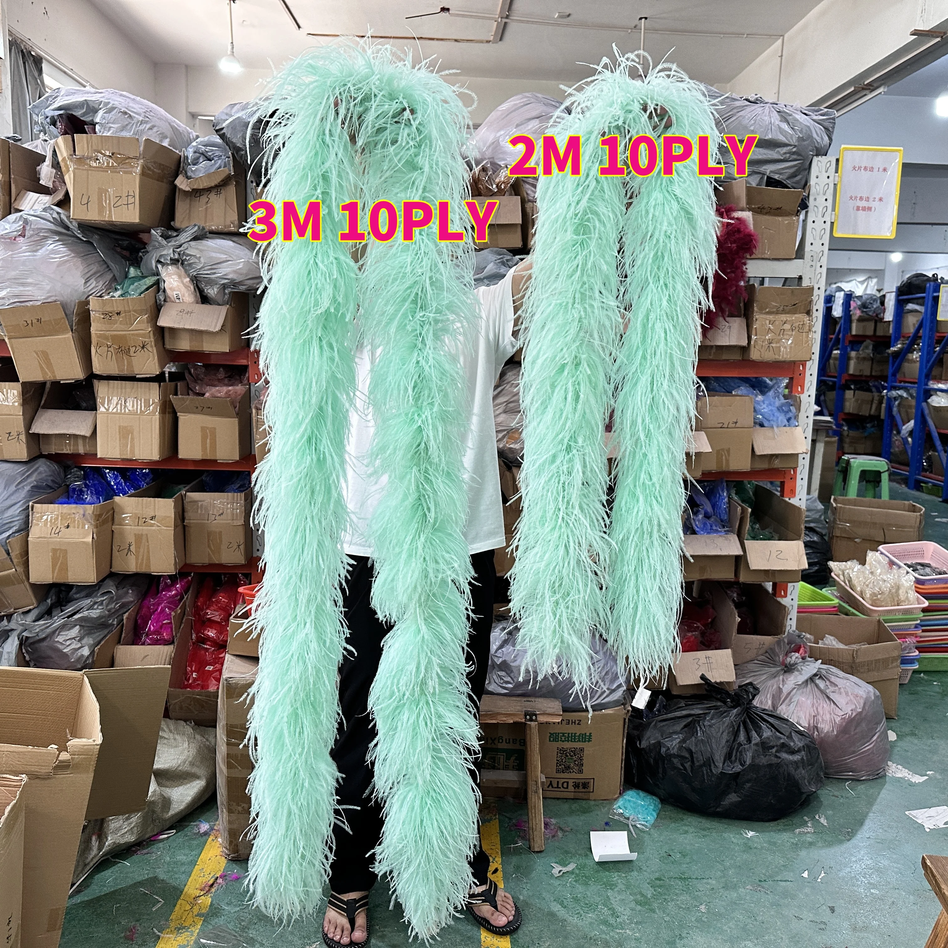 Imagem -03 - Long Natural Ostrich Feather Boa 2m 3m 4m 10ply Ribbon Plumas Decoração para Fantasia Vestuário Acessório de Costura Branco Vermelho Verde