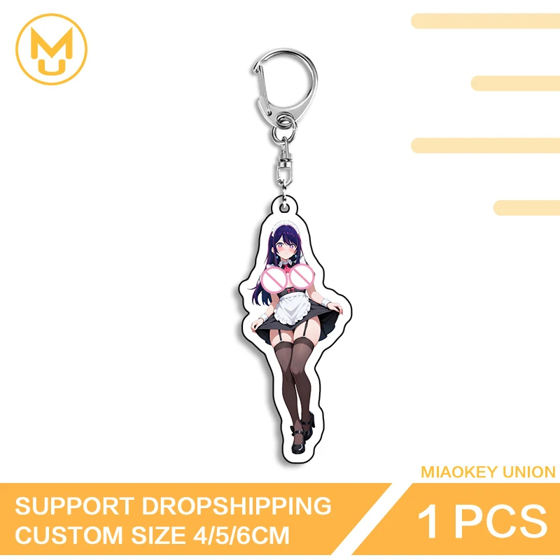Hoshino Ai Vtuber Sexy No Bra Girl Fashion Acrylic Key Chains Hot Selling Trendy Peripheral Product Decorations Toys Hobbies