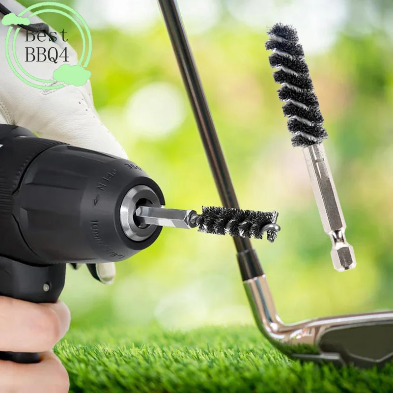 

(BBQ4)Golf Club Head Hosel Brush Electric Drill Wire Brush Hexagonal Rod Golf Iron Head Rust Remover Brush Cleaning Polish