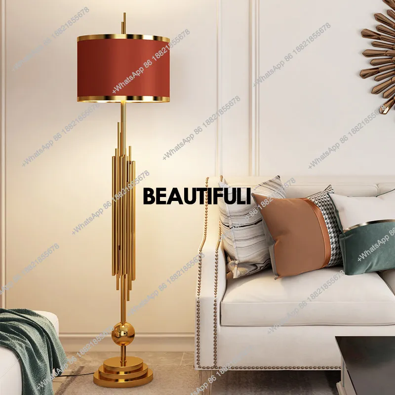 

American light luxury Nordic floor lamp living room bedroom designer creative model room vertical lamp