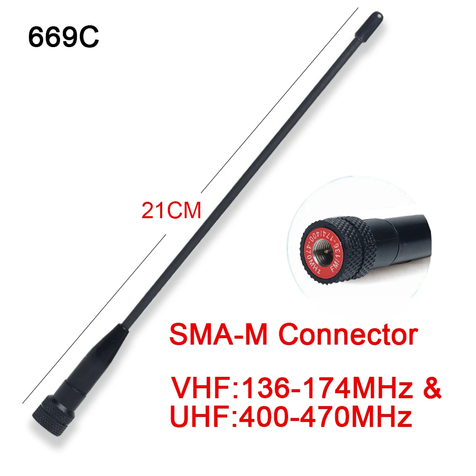 2022 Hot 669C Walkie-Talkie Antenna SMA-M Male VHF UHF Walkie Talkie Whip Antennas For Yaesu VX-3R VX-5R 7R Baofeng UV3R TYT