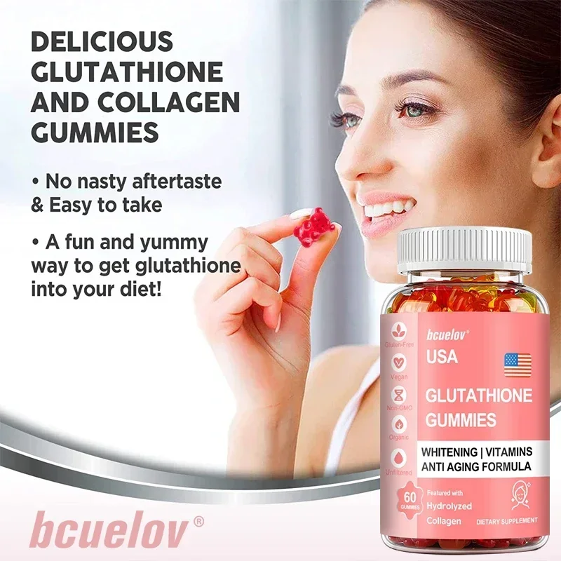 Bcuelov Glutathione Gummies - Promotes Healthy Skin and Youthful Appearance Hydrolyzed Collagen Supplement