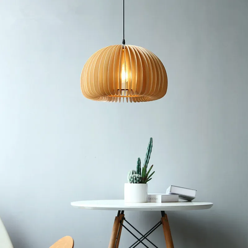 Pendant Lihgts Wood Hanging Light Wooden Pendant Lamp Natural Wood Pendant Light E27 LED Lighting For Living Room Kitchen