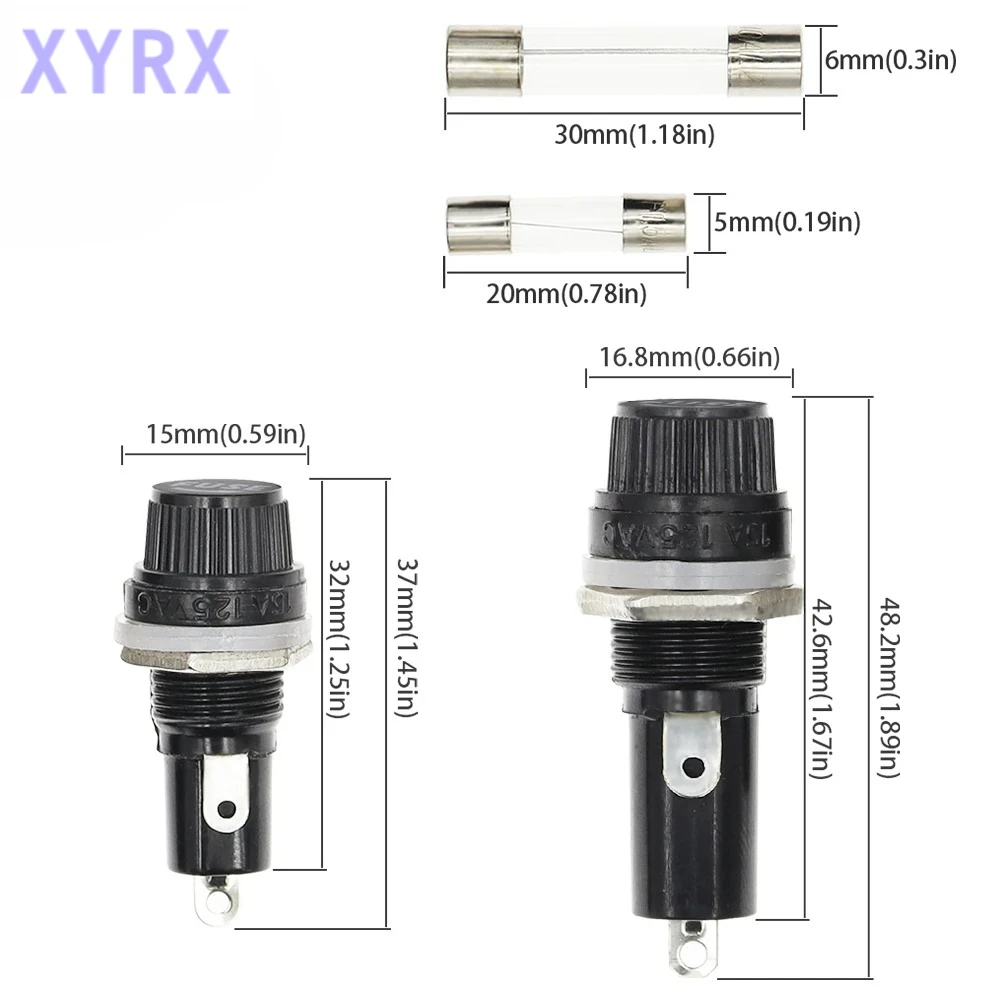 In spot 5PCS 5*20mm 6*30mm Glass Fuse Holders 5x20 6x30 Insurance Tube Socket Fuse Holder for insurance Panel Mount Fuse Holder