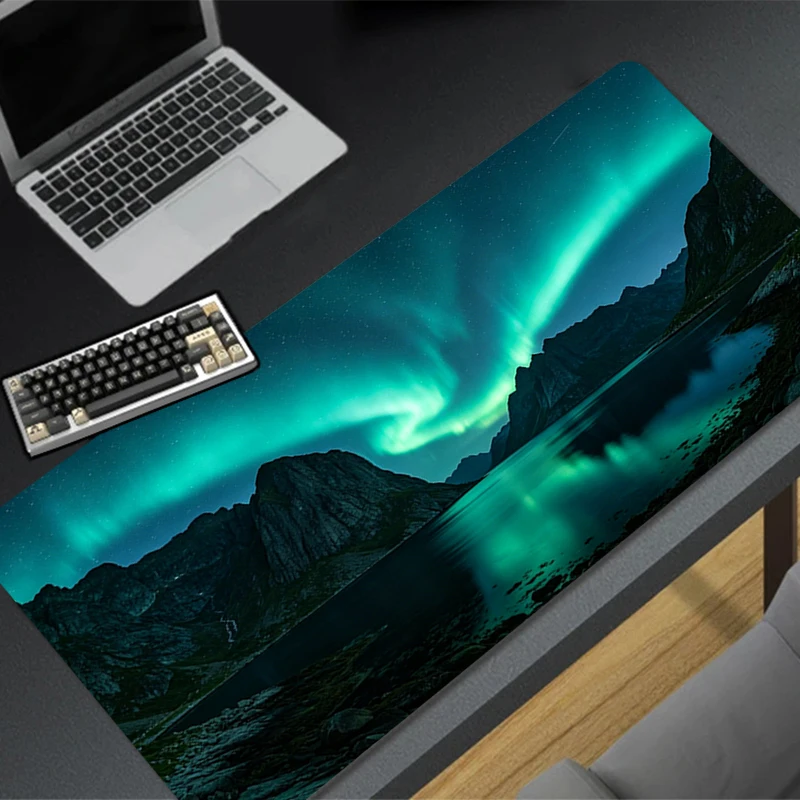 Dreamy Aurora Mouse Pad Natural Landscape Extended Desk Mat Non-Slip Gamer Accessories Notbook E-sports Mousepad For Best Gift