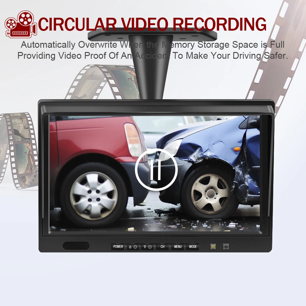 10 inch AHD 4ch Recorder DVR Car Monitor Vehicle Truck Night Vision Rear View Camera Security Surveillance Split Screen Quad