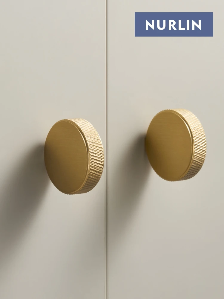 Nurlin New Solid Brass Knurled Round Exquisite Cabinets Drawers Knobs Cloakrooms Wardrobes Anti Slip Handles Novel Design