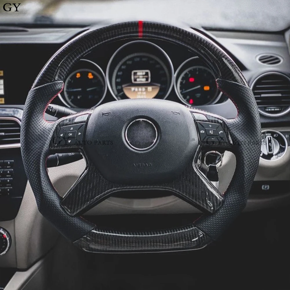 Customized Steering Wheel Fit For Mercede Benz AMG C CLASS W204 C63 W212 W218 W207 W172 W117 SLK CLK  Carbon Fiber