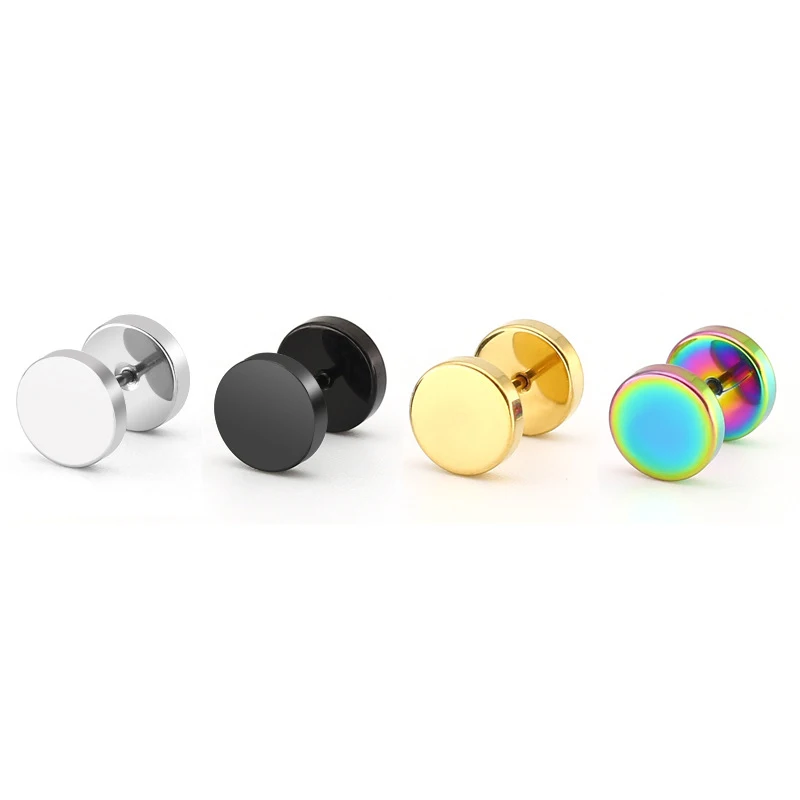 1/5 pairs Punk Stainless Steel Screw Dumbbell Gothic Stud Earrings For Women Men Street pop Hip Hop Rock Hypoallergenic Earrings