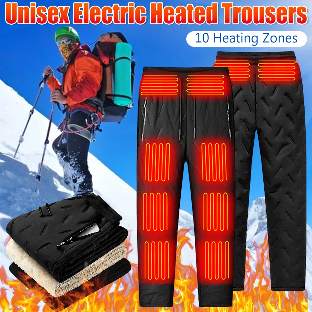 

10 Heating Zone Unisex Heated Pants Winter Waterproof Heating Warmer Pants Electric Heated Trouser Outdoor Sport Thermal Trouser