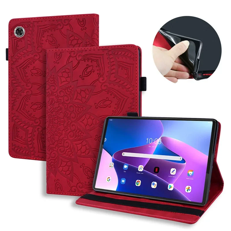 Flower Embossed Funda For Lenovo Tab M10 Plus Gen 3 Case TB125FU TB128XU Flip Book Cover For Xiaoxin Pad (2022) 10.6