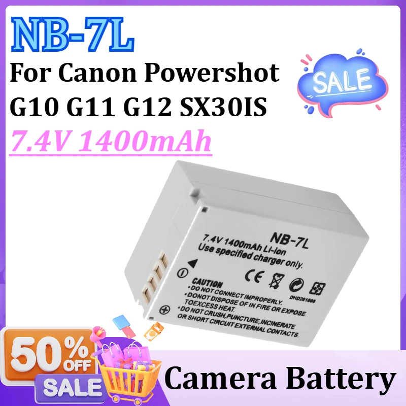 NB-7L NB7L NB 7L Battery 7.4V 1400mAh for Canon Powershot G10 G11 G12 SX30IS Replacement Camera Batteria