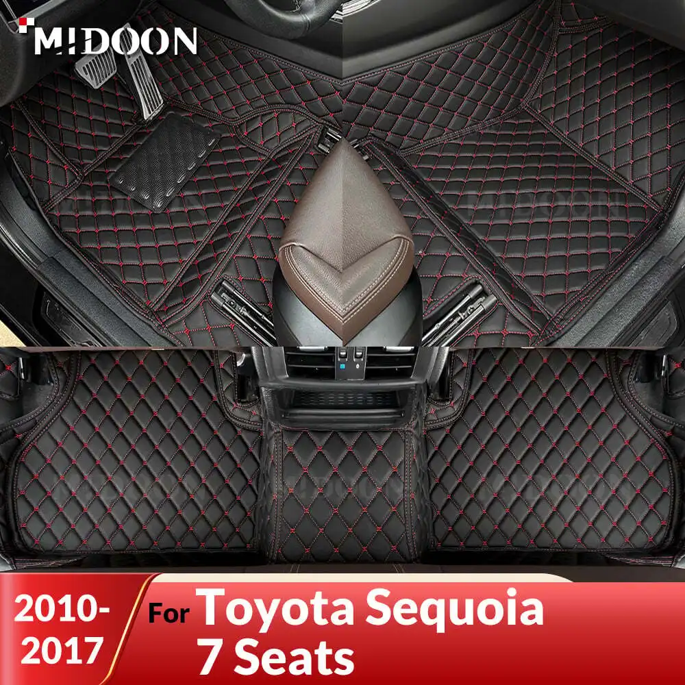 MIDOON Car Floor Mats For Toyota Sequoia (7 Seats) 2010-2017 Custom Foot Pads Carpet Cover Interior Accessories