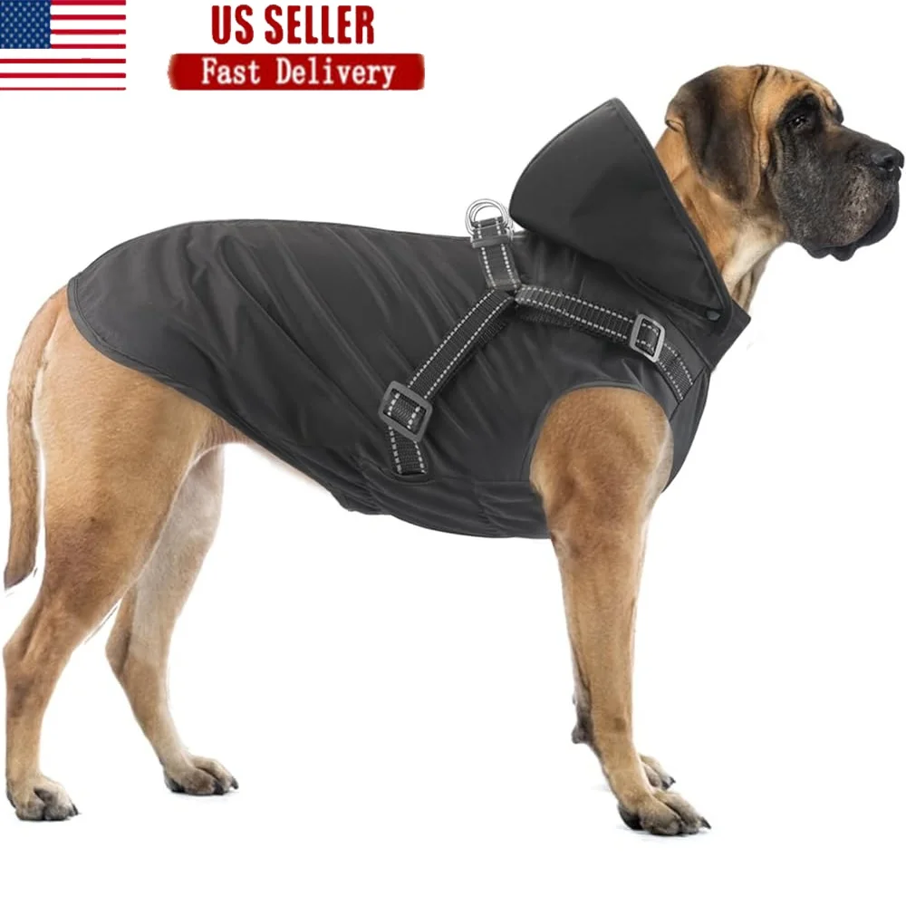 

Reflective Waterproof Dog Raincoat Adjustable Hooded Jacket Small Medium Large Dogs Easy Wear Rain Gear
