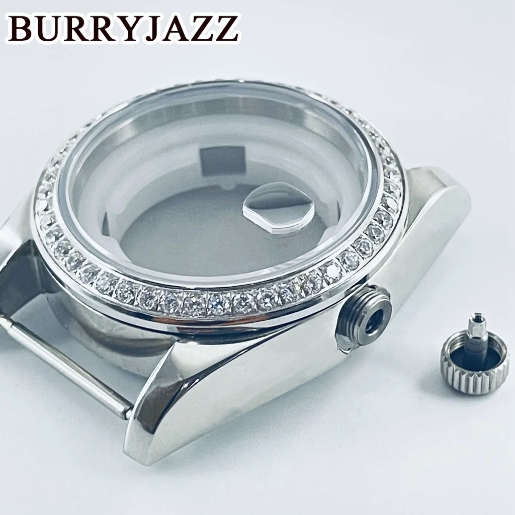 BURRYJAZZ 31mm NH05 NH06 Watch Case Silver Rose Gold Stainless Steel Case With Sapphire Crysta Waterproof - view 5