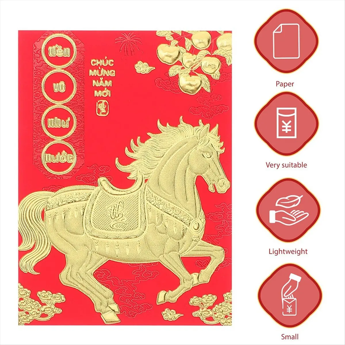 Latest ABBQ-120pcs Chinese Lunar New Year Lucky Money Envelopes Pocket 2026 Year of the Vietnamese Horse Chinese Money Envelopes