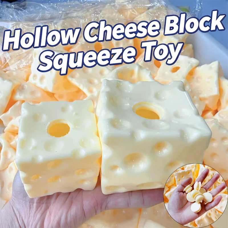 6/7CM Cheese Cube Stress Ball Stress Relief Toy Cheese Decor Squeeze Toy Non-Bounce Anti-Stress Relief Fidget Toy Gift for Adult