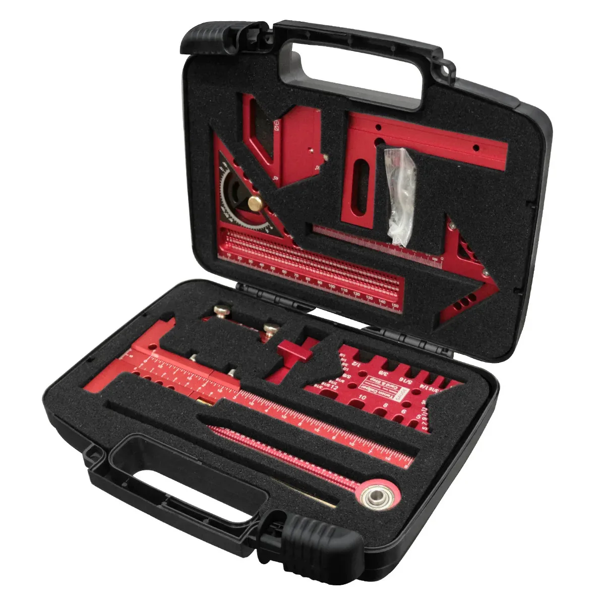 Kit de 9 outils de menuiserie : compas, règle en aluminium et jauge de centrage