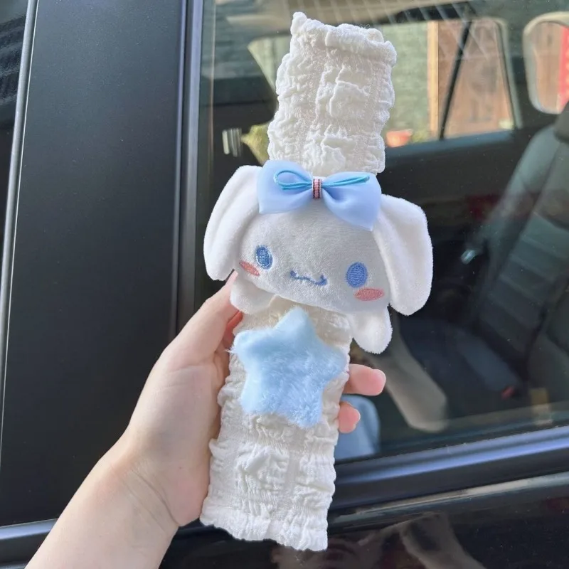 

MINISO Sanrios Anime Cinnamoroll Seat Belt Shoulder Guards Safety Cartoon Plush Comfortable Car Protective Cover New Car Gift