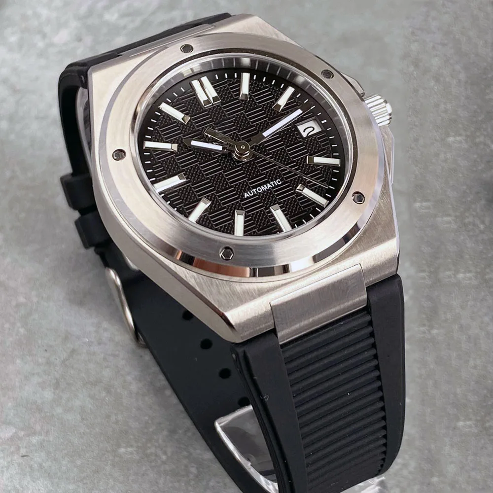 Tandorio ใหม่สีดําหรูหราธุรกิจวิศวกรสไตล์ผู้ชายนาฬิกา Sapphire Glass 100 M กันน้ํา NH35A อัตโนมัตินาฬิกา